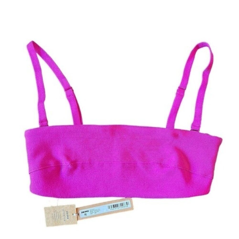 NWT Skims XXS Swim Knit Bandeau Strapless Bikini Top Lollipop Pink